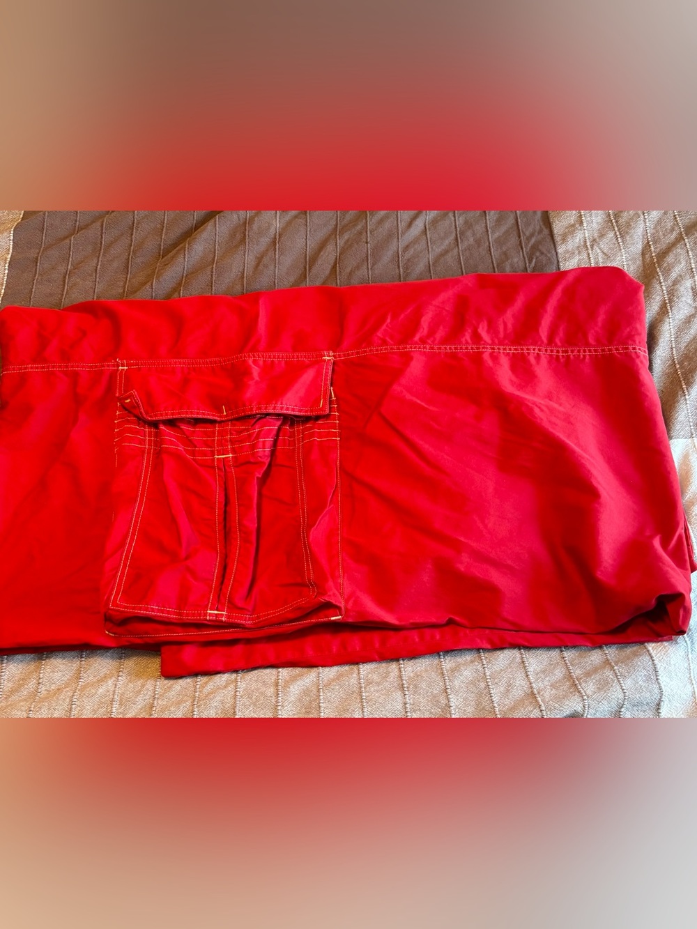 POTTERY BARN KIDS RED CARGO POCKETS TWIN DUVET 63 X 82